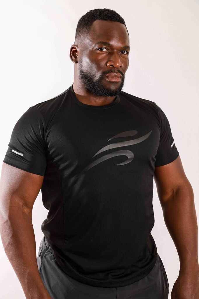 Robert Short Sleeve Shirt with Reflective Logo - Black