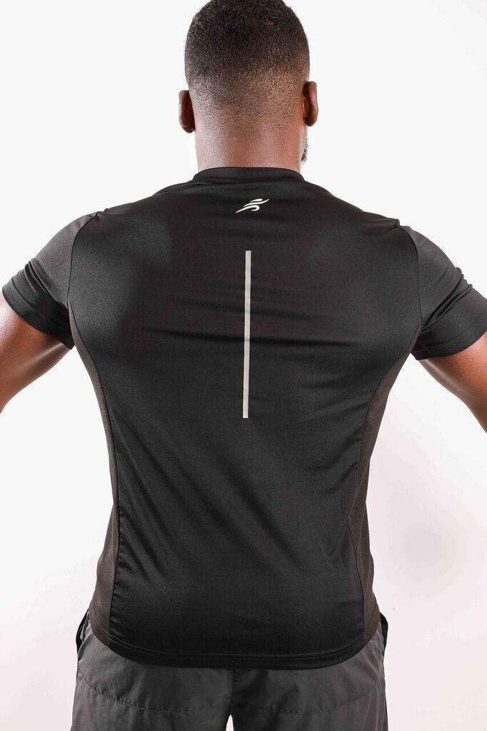 Robert Short Sleeve Shirt with Reflective Logo - Black