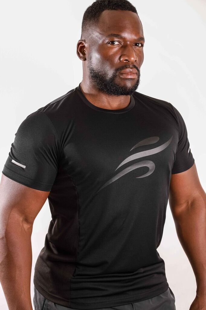 Robert Short Sleeve Shirt with Reflective Logo - Black