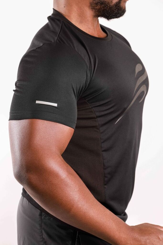 Robert Short Sleeve Shirt with Reflective Logo - Black