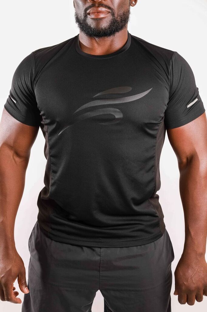 Robert Short Sleeve Shirt with Reflective Logo - Black
