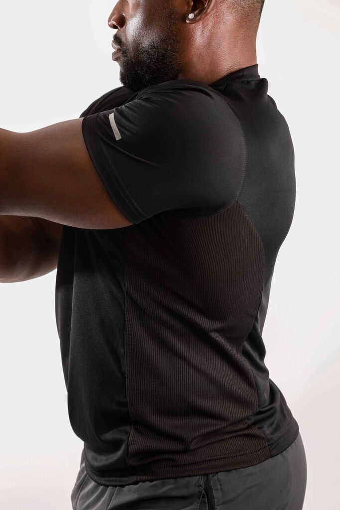 Robert Short Sleeve Shirt with Reflective Logo - Black